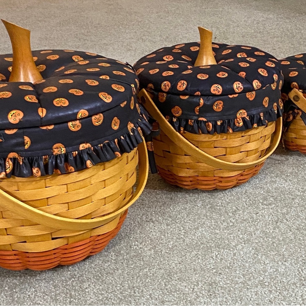 Longaberger Halloween Pumpkin Basket Trio with Extras
